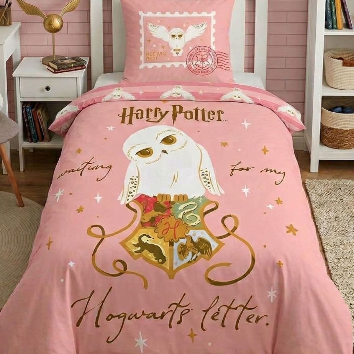Harry Potter Bettwäsche Set Eule Hedwig Rosa