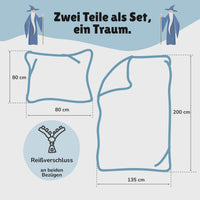 Infotafel Lieferumfang des 2-teiligen Sets bestehend aus Deckenbezug 135x200 cm und Kissenbezug 80x80 cm