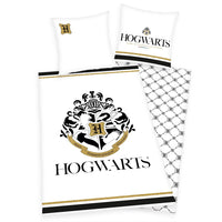Harry Potter Bettwäsche Set weiß 135x200 + 80x80 cm aus 100% Baumwolle mit Knopfleiste Motiv Wappen