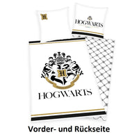 Harry Potter Bettwäsche Set weiß 135x200 + 80x80 cm aus 100% Baumwolle mit Knopfleiste Motiv Wappen