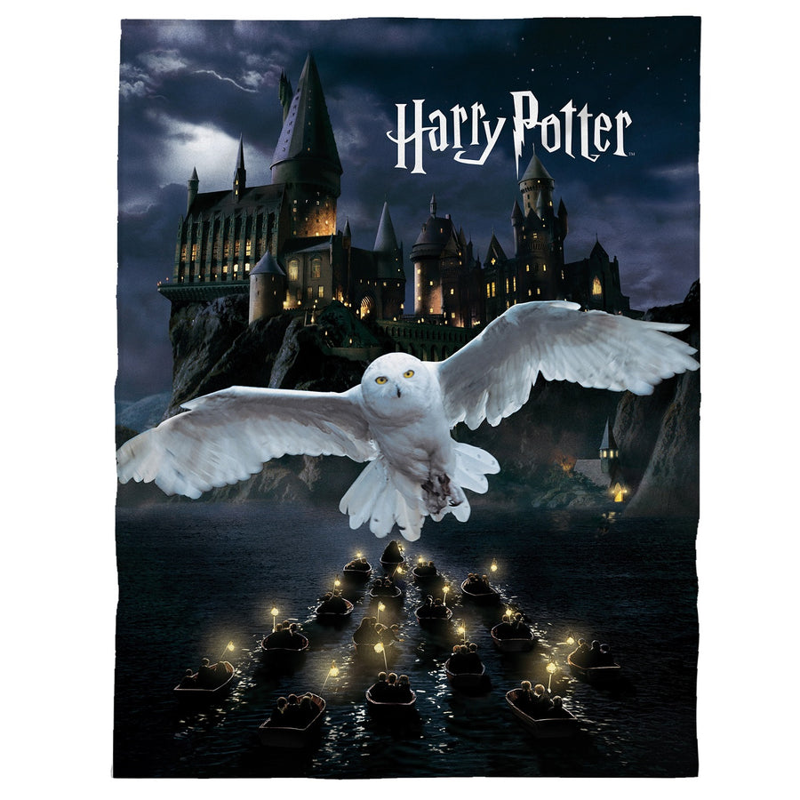 Harry Potter Kuscheldecke Wohndecke schwarz mit Eule Hedwig weiß und Schriftzug