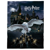 Harry Potter Kuscheldecke Wohndecke schwarz mit Eule Hedwig weiß und Schriftzug