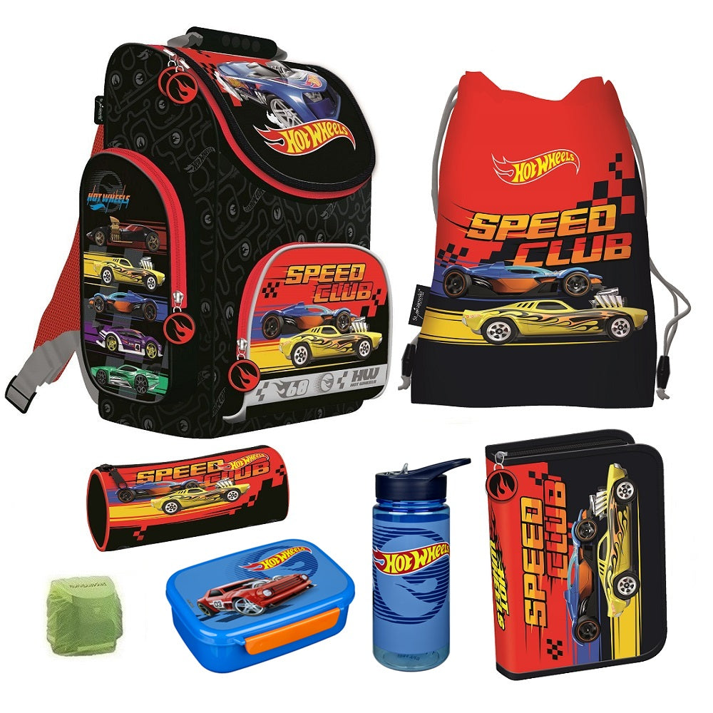 Hot Wheels Schulranzen Set 7-teilig mit Federmappe Race Cars