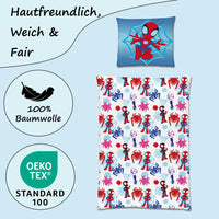 Infotafel Material und Ökotex Standard 100 der Spidey Bettwäsche für Jungen