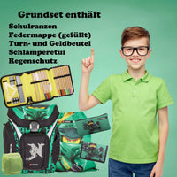 Infotafel Inhalt 6-teiliges Set: Ranzen, Federmappe, Turn- & Geldbeutel, Schlamperetui, Regenschutz
