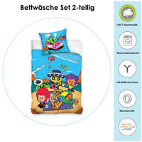 Infotafel Material und Waschhinweise der Bettwäsche aus 100% Baumwolle mit Reißverschluss