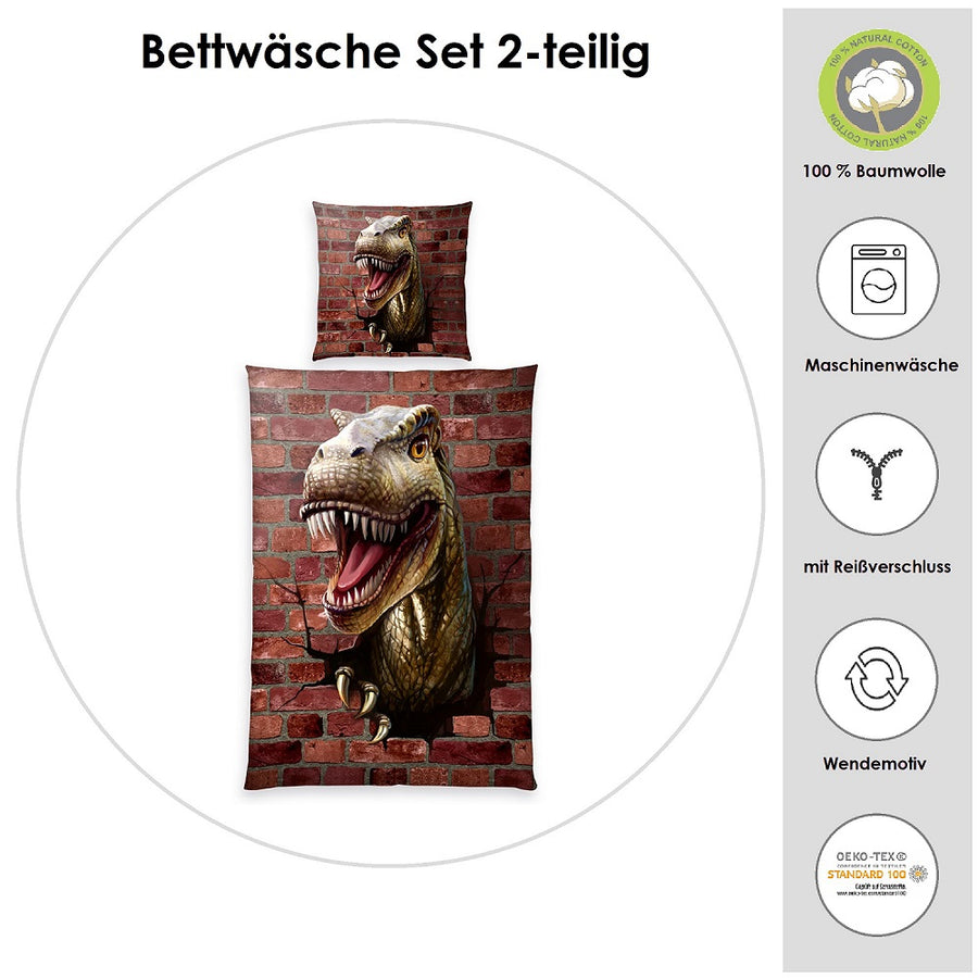 Infotafel Material und Waschhinweise der Bettwäsche aus 100% Baumwolle mit Reißverschluss