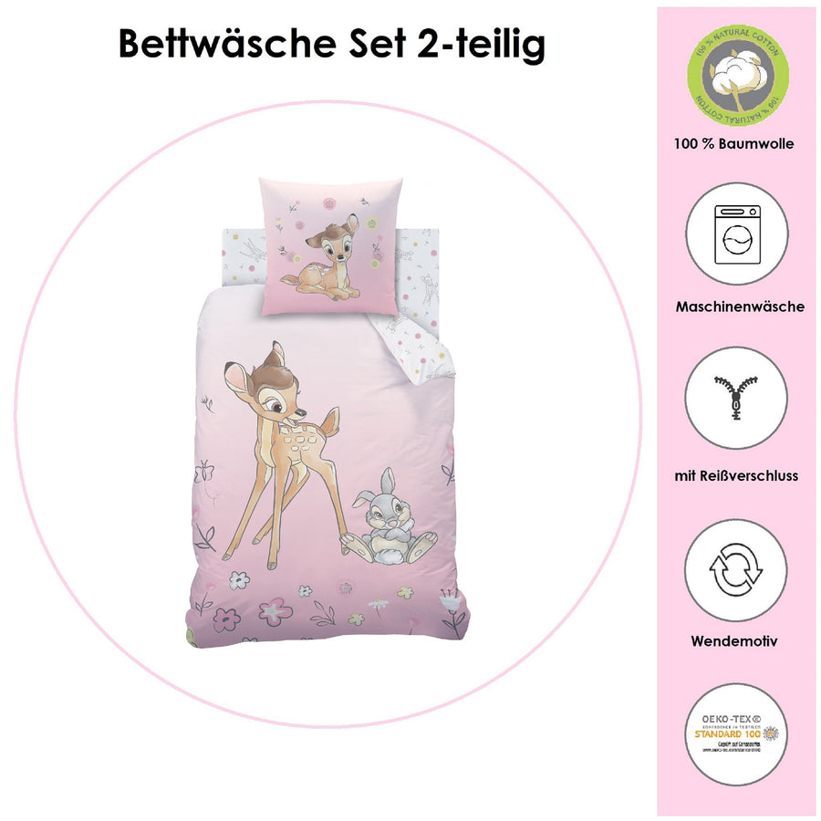 Infotafel Material und Waschhinweise der Bettwäsche aus 100% Baumwolle mit Reißverschluss