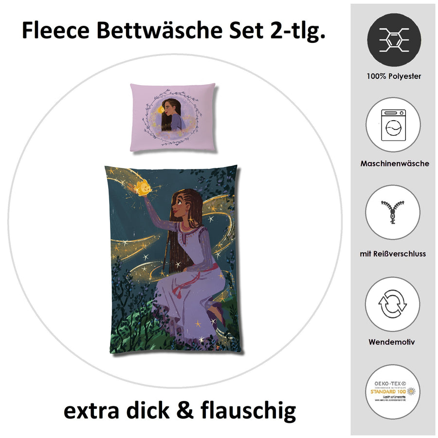 Infotafel Lila Prinzessinnen Microfaser Bettwäsche mit Wendeseite 135x200 cm
