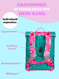 Mädchen Schulranzen 1. Klasse 980 Gramm leicht geräumig DIN A4