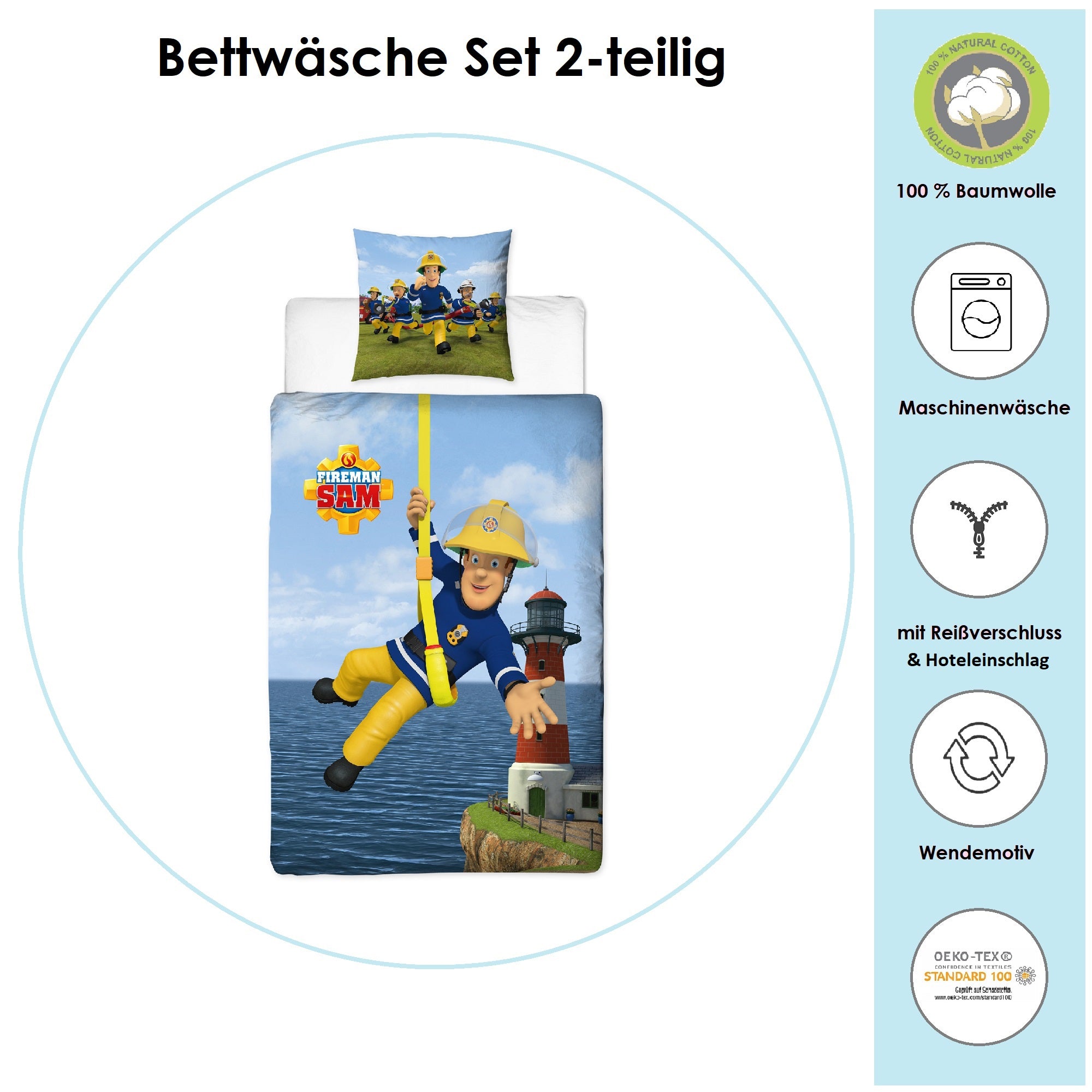 Infotafel Material und Waschhinweise der Babybettwäsche aus 100% Baumwolle