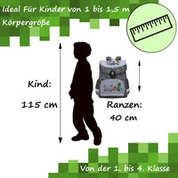 Infotafel Vergleichstabelle Größe Kind und Schulranzen