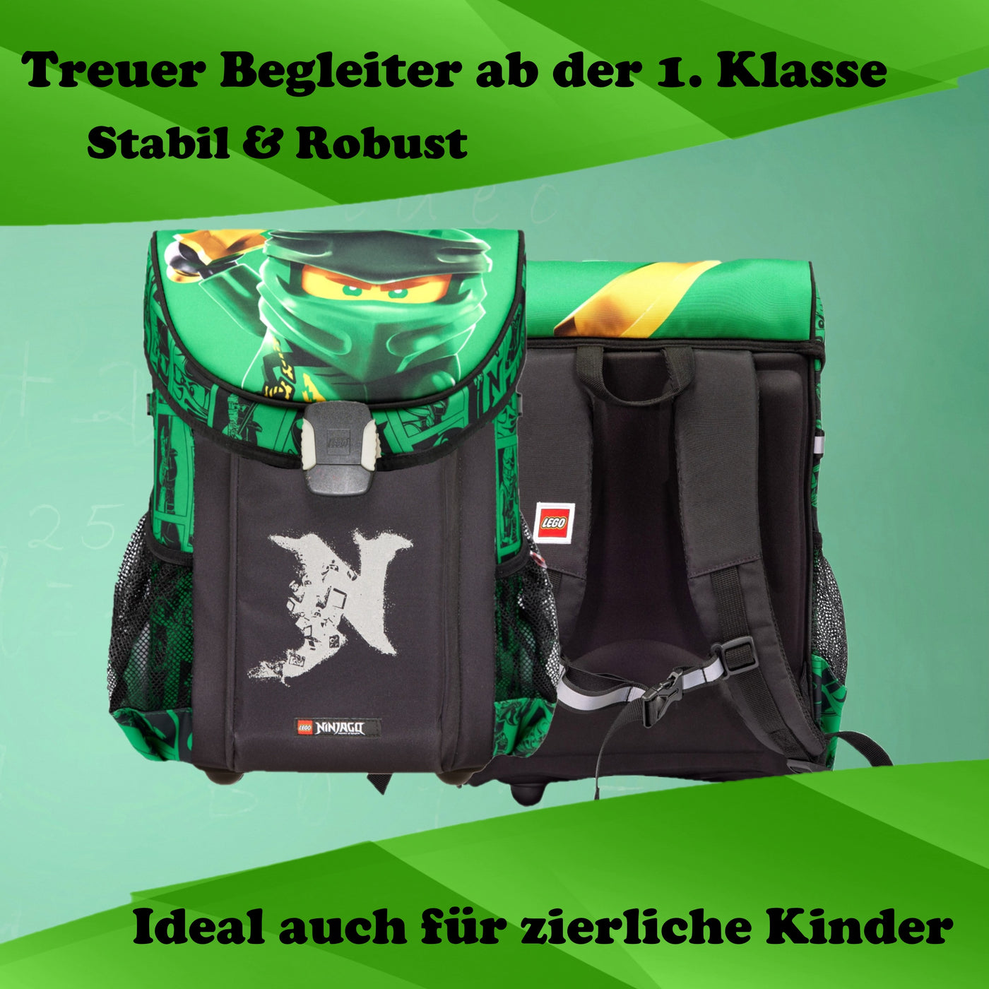 Infotafel Sichtbarkeit des Schulranzens dank breiter Reflektoren auf allen Seiten