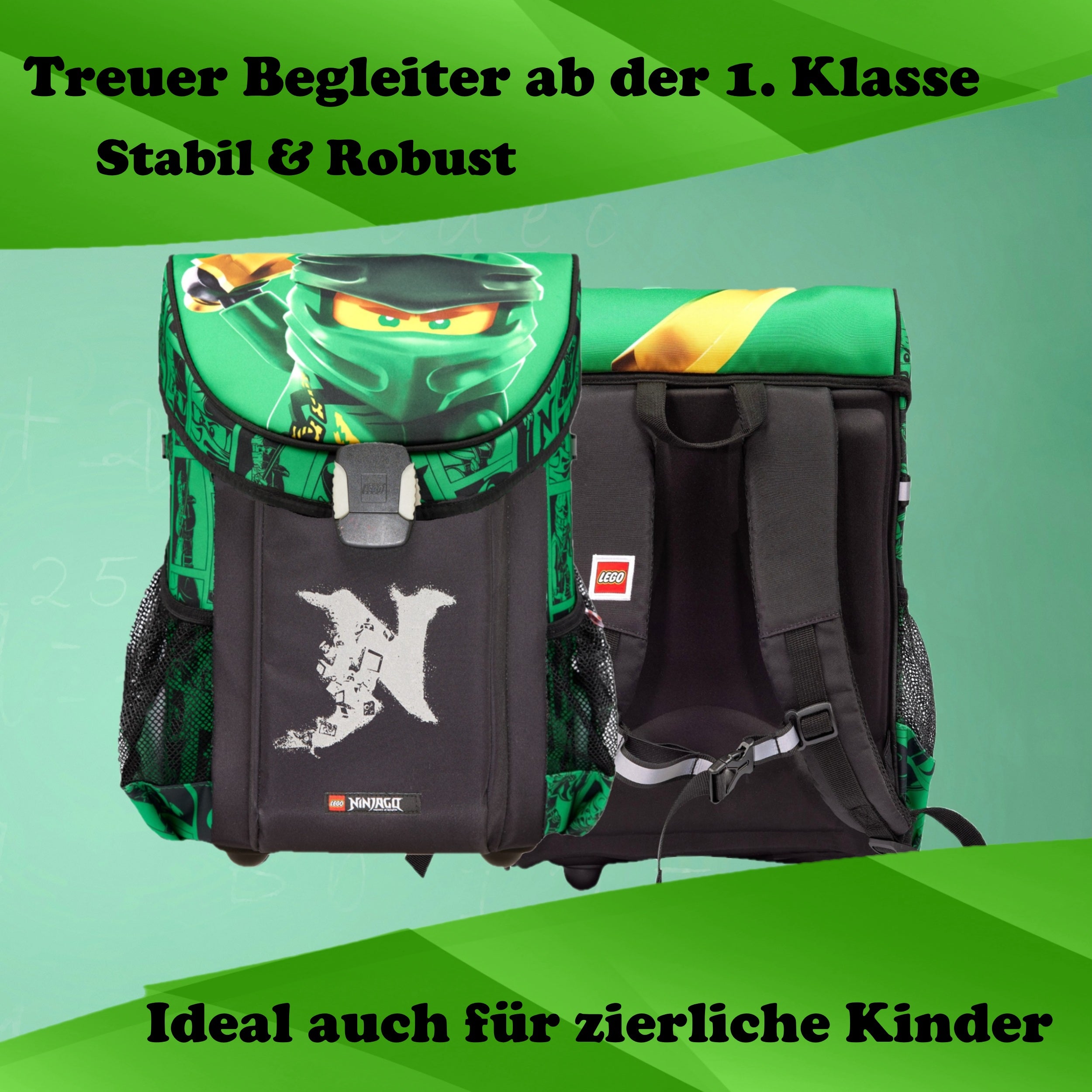 Infotafel Sichtbarkeit des Schulranzens dank breiter Reflektoren auf allen Seiten