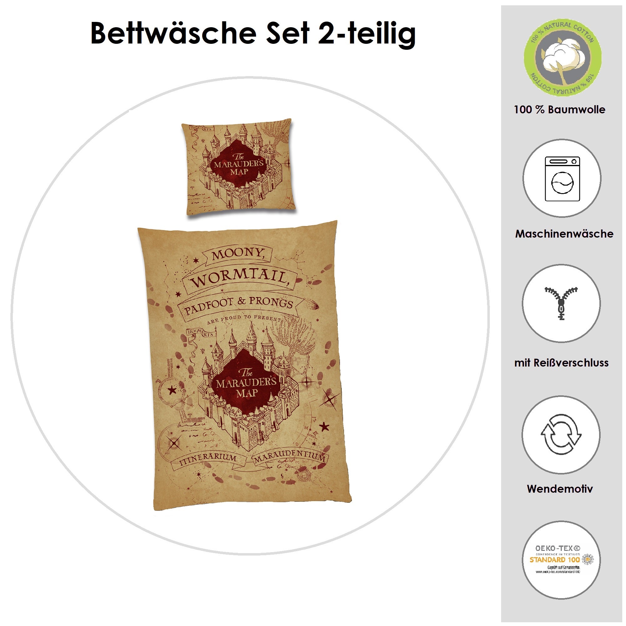 Infotafel mit Waschhinweisen zur Harry Potter Bettwäsche