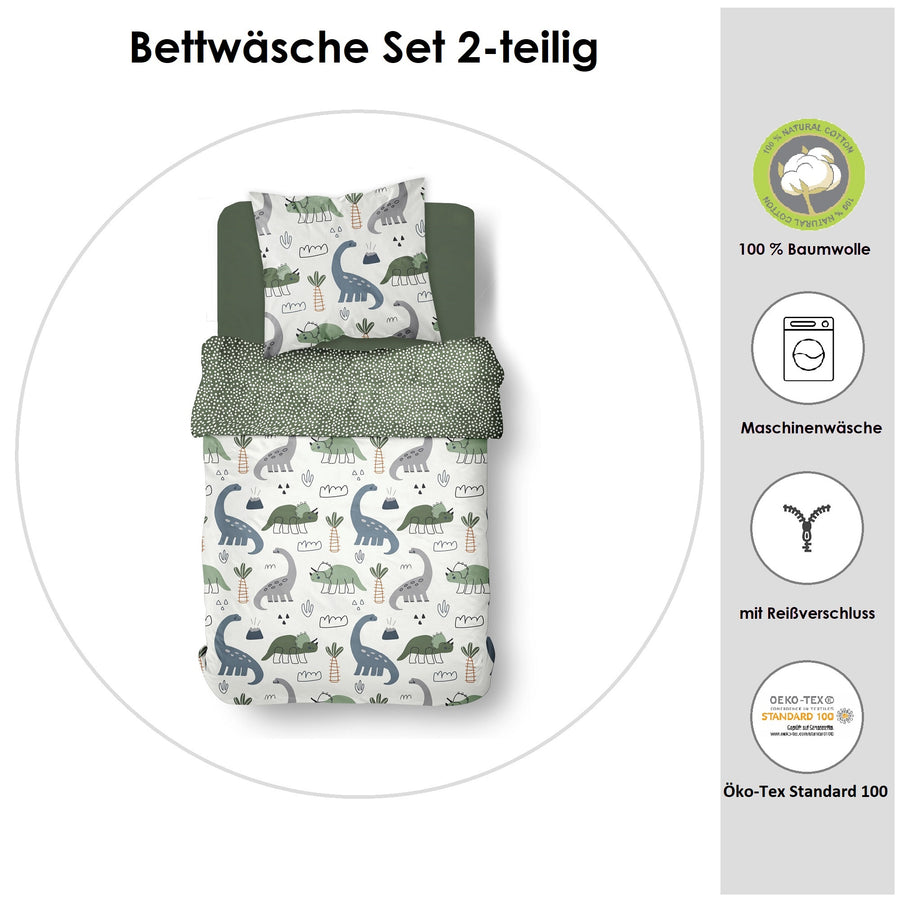 Infotafel Material und Waschhinweise der Bettwäsche aus 100% Baumwolle mit Reißverschluss