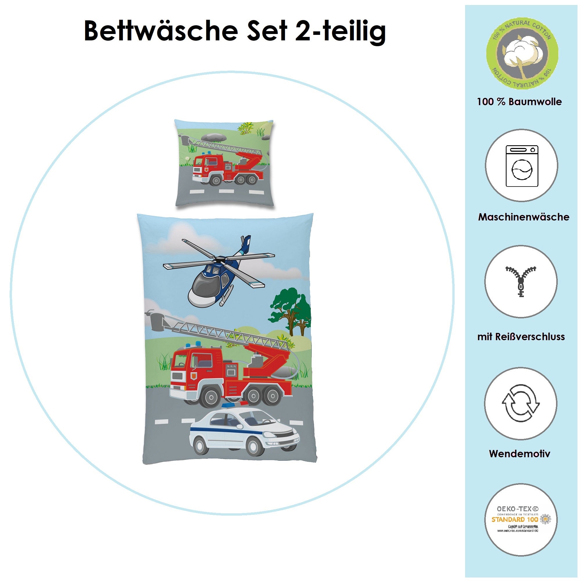 Waschhinweise Reißverschluss und Wendeseite Info zur Kinderbettwäsche