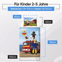 Feuerwehrmann Sam Baby-Bettwäsche 100x135 40x60 cm aus 100% Baumwolle Motiv HAVOC für Kleinkinder
