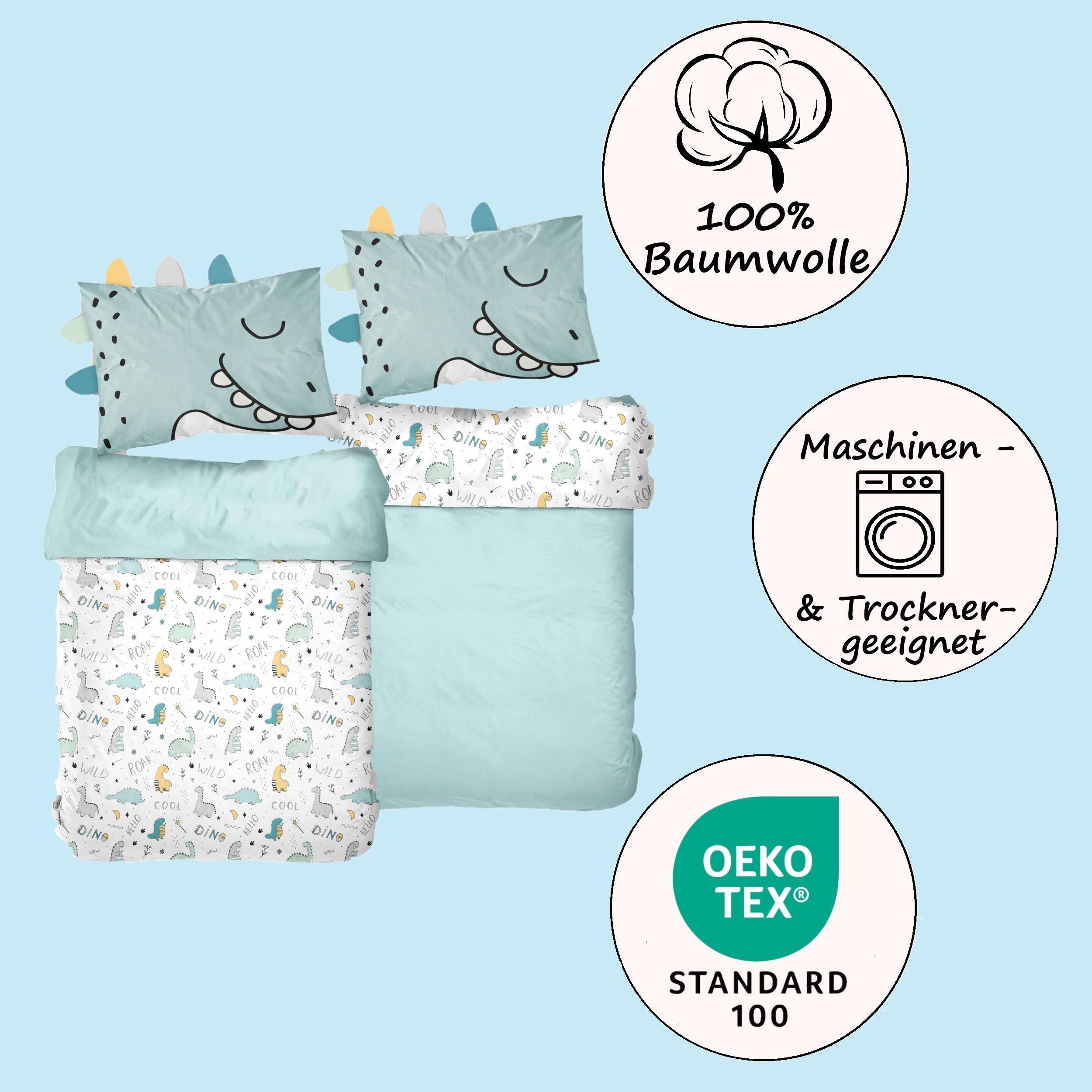 Infotafel zum Material 100% Baumwolle und Ökotex Standard 100