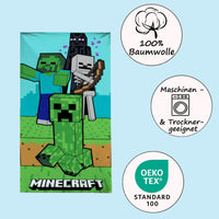 Infotafel Minecraft Strandtuch aus 100% Baumwolle Größe 70x140 cm maschinenwaschbar