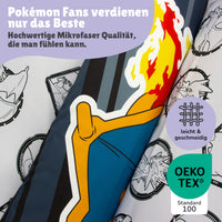 Pokémon Bettwäsche Set 2-teilig Motiv Fire - Deckenbezug 135x200 Kissenbezug 80x80 cm - Pokemon Microfaser Kinderbettwäsche mit Reißverschluss