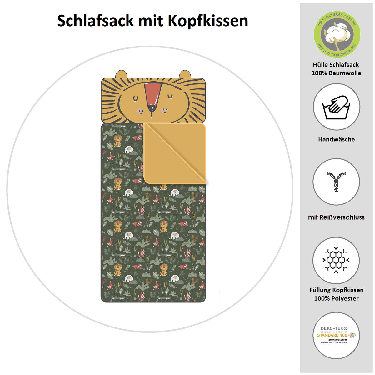 Größe und Lieferumfang des 2 teiligen Sets aus Deckenbezug 135x200 cm und Kissenbezug 80x80 cm