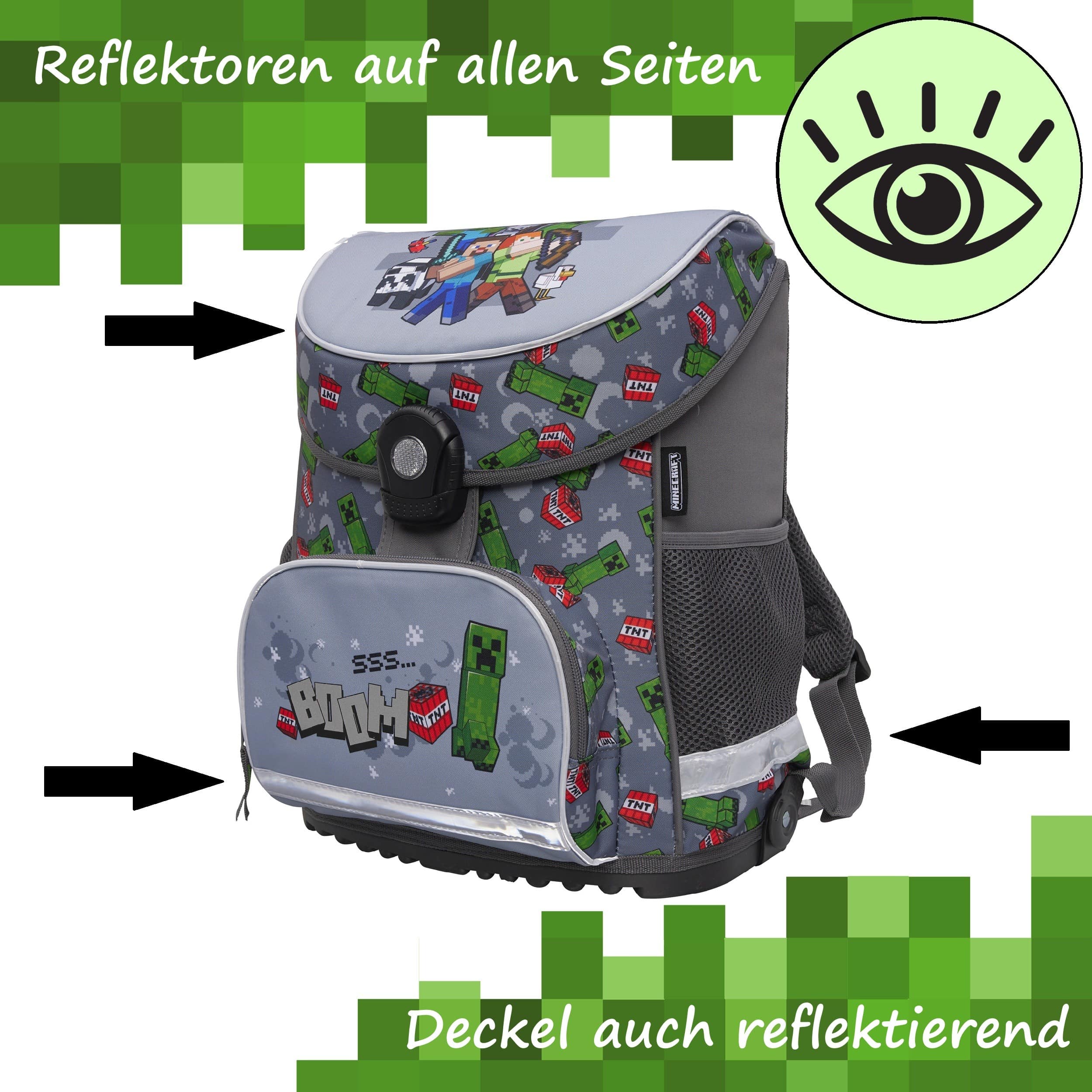 Detailansicht Front schräg mit Info zu den Reflektoren