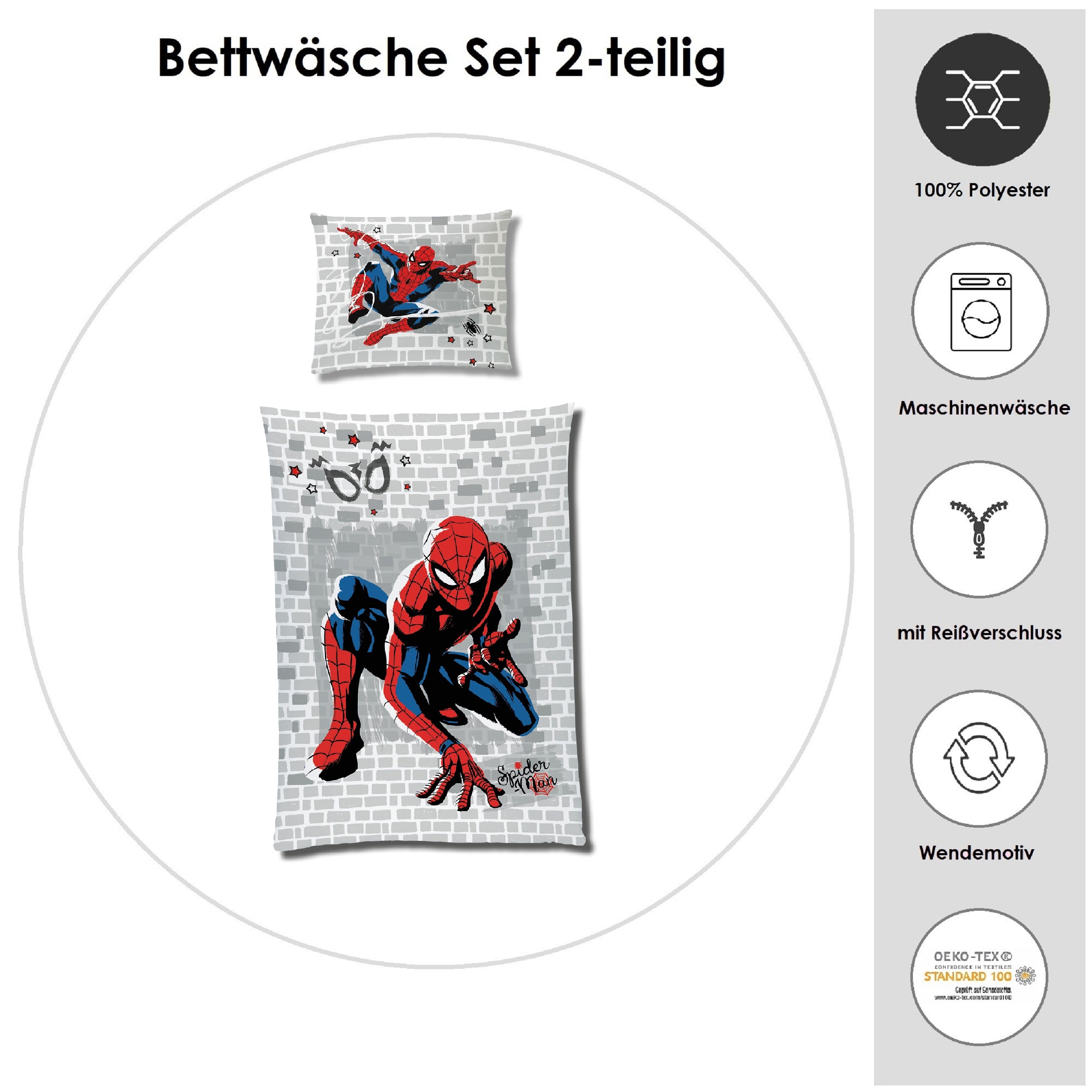 Spiderman Bettwäsche Set 135x200 80x80 cm Fleece Bettwäsche für den Winter mit Reißverschluss