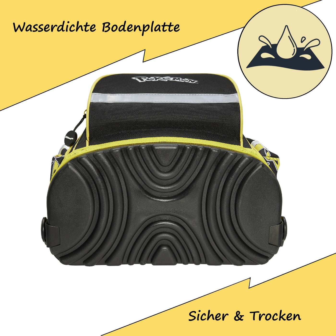 Infotafel zum wasserdichten Boden des Schulranzens