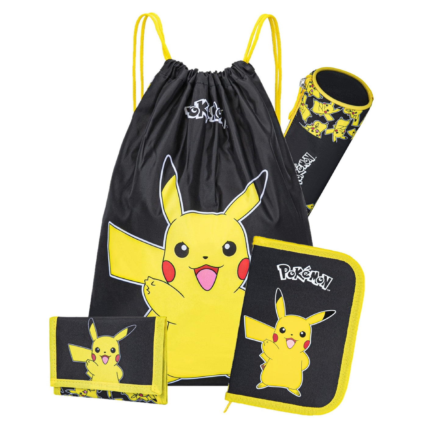 Pokemon Schulzubehör mit Federmappe Turnbeutel Geldbeutel Schlamperetui in blau mit Pikachu