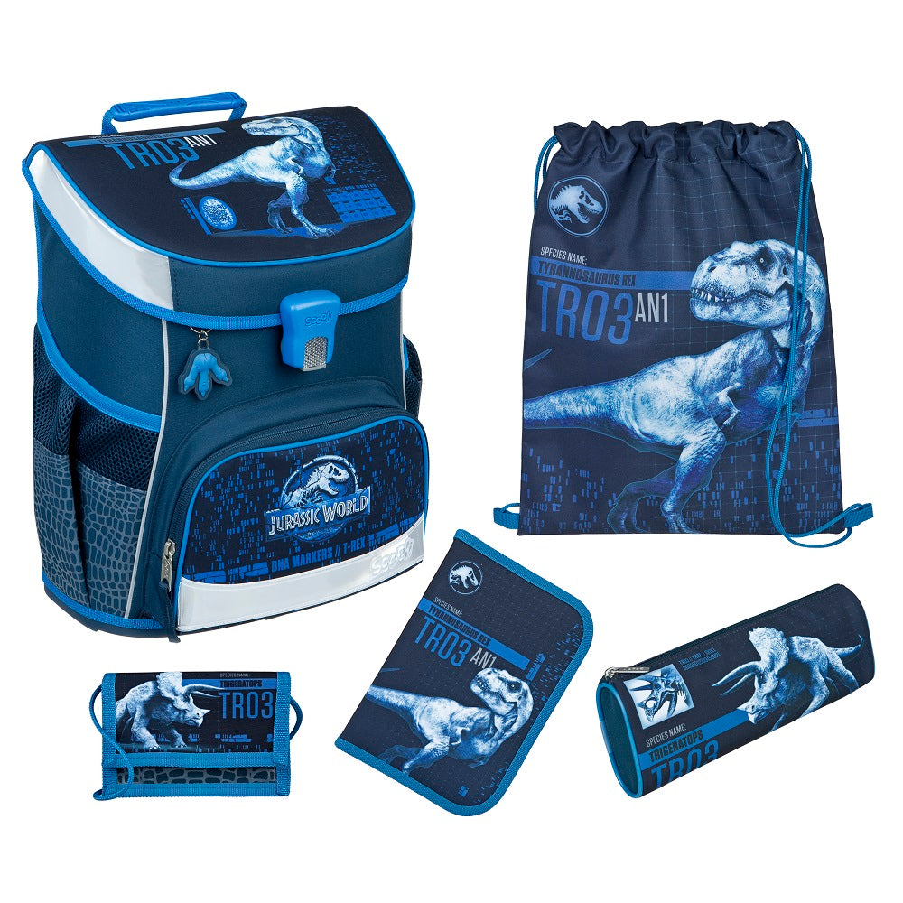 Scooli Schulranzen Jurassic World für Jungen Blau 