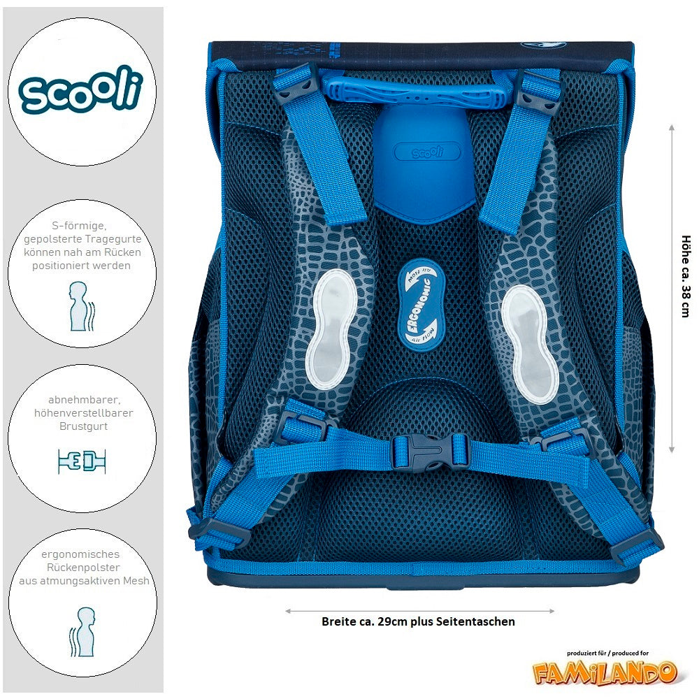 Scooli Dinosaurier Schulranzen Easy Fit Jurassic World Rückenansicht