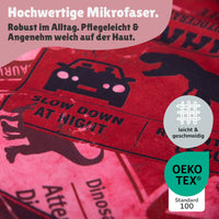 Detailaufnahme Muster auf Rückseite + Info zum Mikrofaser Material