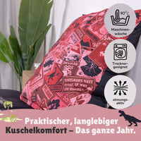 Infotafel Pflege Maschinenwäsche und Trocknergeeignet und Reißverschluss an der Bettwäsche