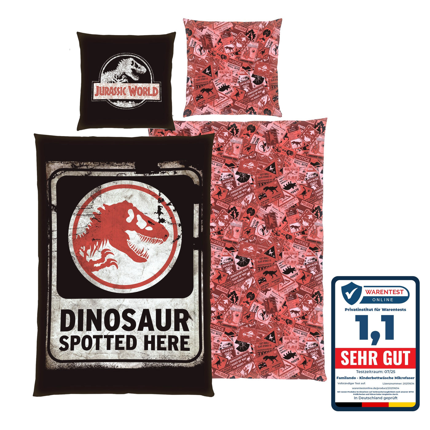 Infotafel Note 1,1 bei Warentest Online für Mikrofaser Bettwäsche von Familando