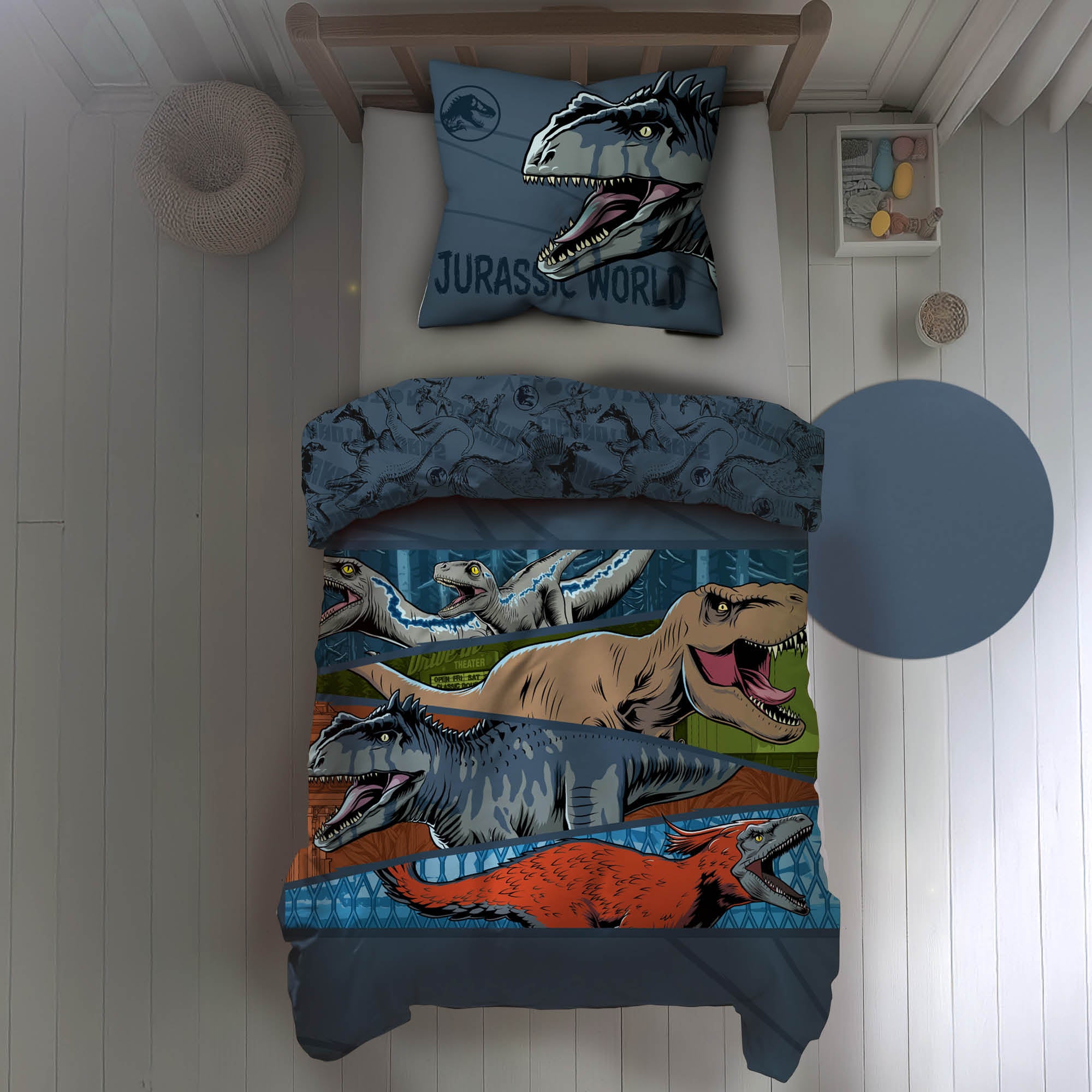 Jurassic World Bettwäsche Set 135x200 80x80 für Jungen und Mädchen