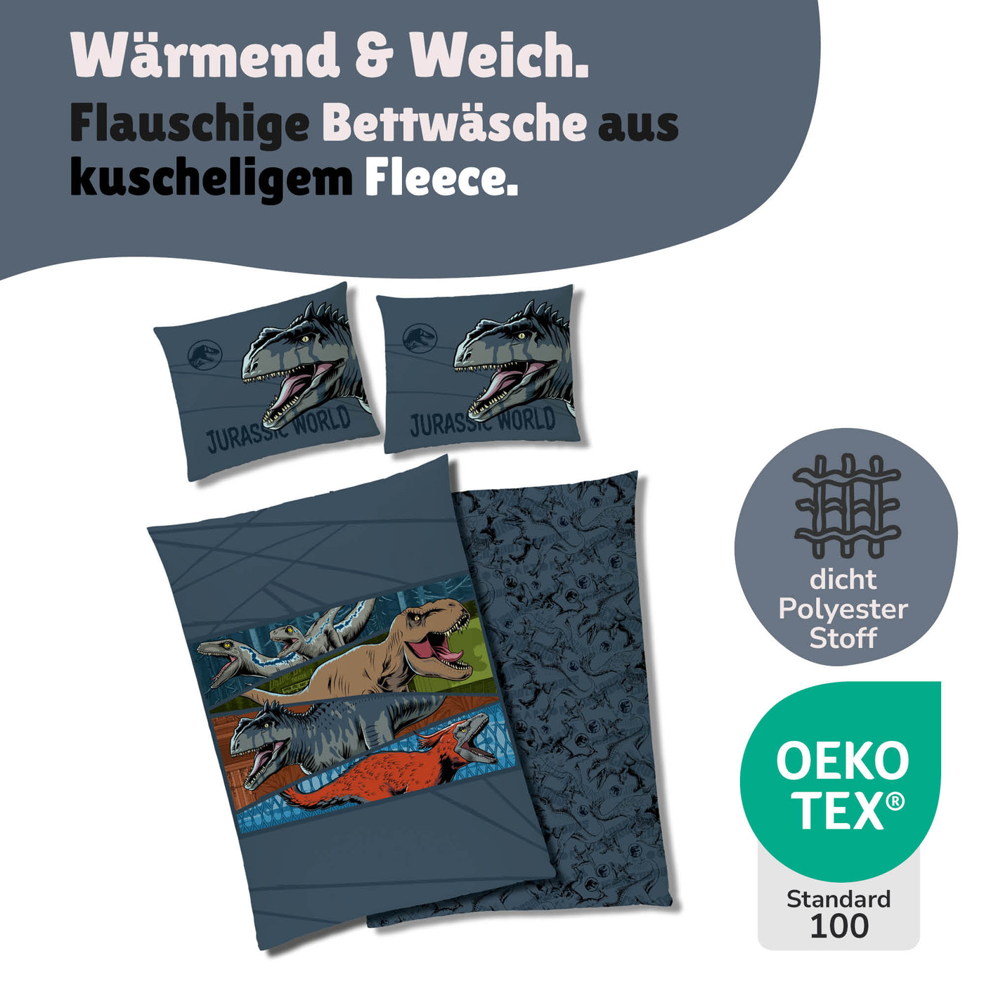 T-Rex Bettwaesche für Kids Jurassic World deutsche Größe