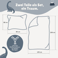 Jurassic World Bettwäsche Set 2-teilig 135x200 80x80 cm - Dino Bettwäsche für Jungen mit Reißverschluss - Fleece-Qualität, maschinenwaschbar, Öko-Tex