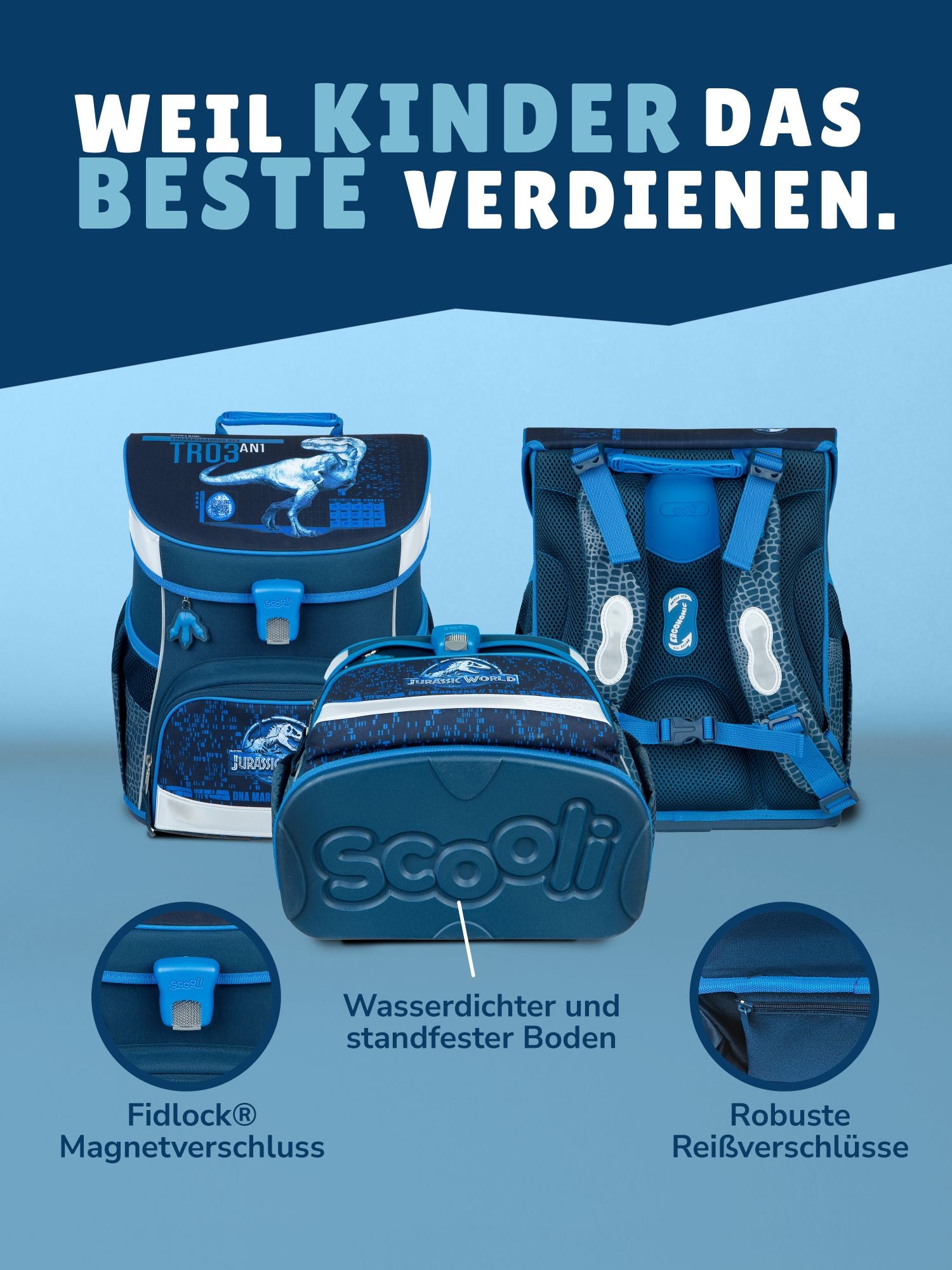 JURASSIC WORLD DINOSAURIER Schulranzen Scooli Campus Fit 9-teiliges Set mit Sporttasche