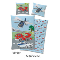Vorder- und Rückseite nebeneinander - Rückseite mit Muster - Kissen mit Wendseite (Helikopter)