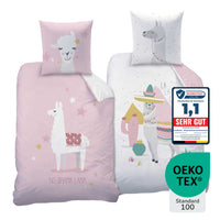 Infotafel Note 1,1 von Warentest Online für Baumwoll-Bettwäsche von Familando + Öko-Tex Standard 100