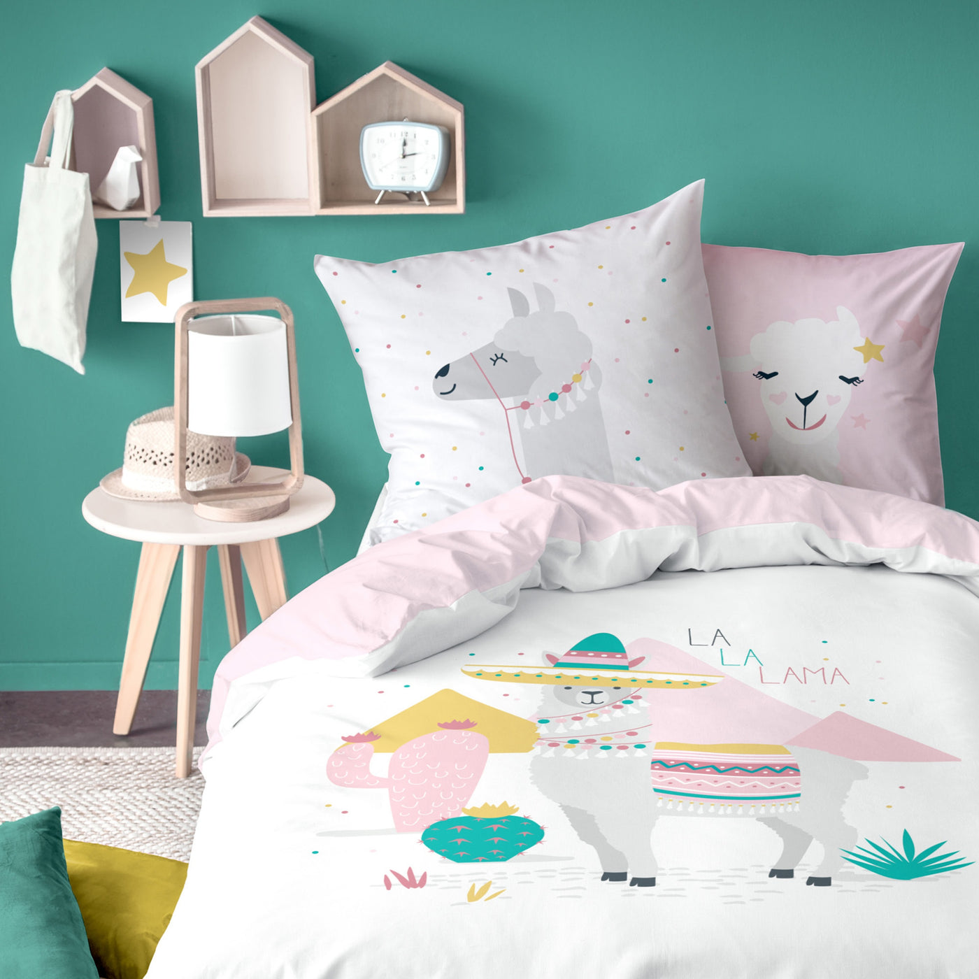 Lama Bettwäsche 135x200 für Teenager Mädchen Alpaka Bettwäsche Set
