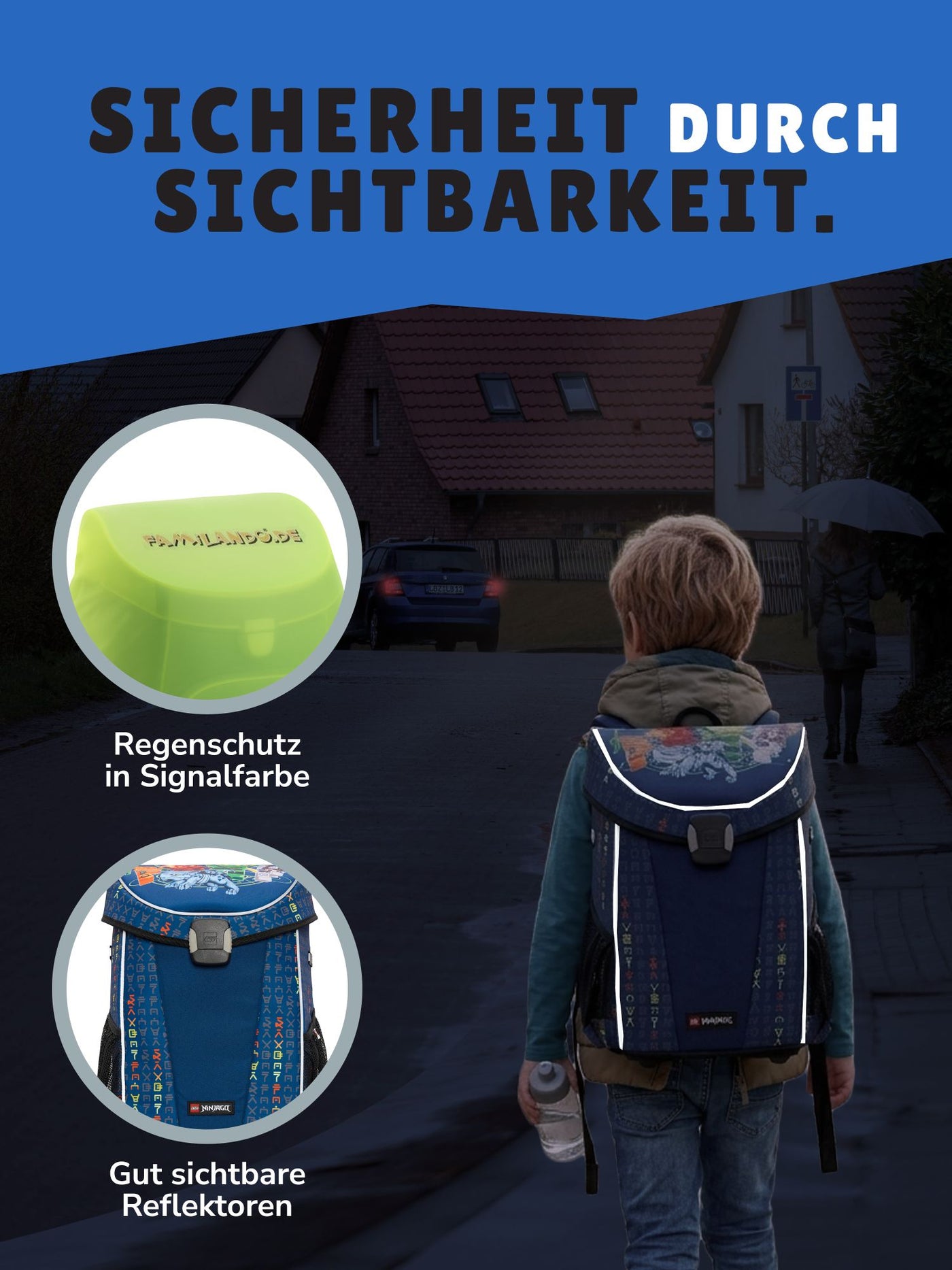 Lego Ninjago Schulranzen 1. Klasse Schultaschen Set in Blau