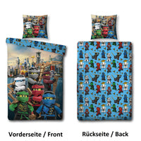 Beschreibung Ninjago Bettwäsche mit Lloyd Kai Zane Nya Cole Jay Meister Wu 135x200 cm mit Wendemotiv