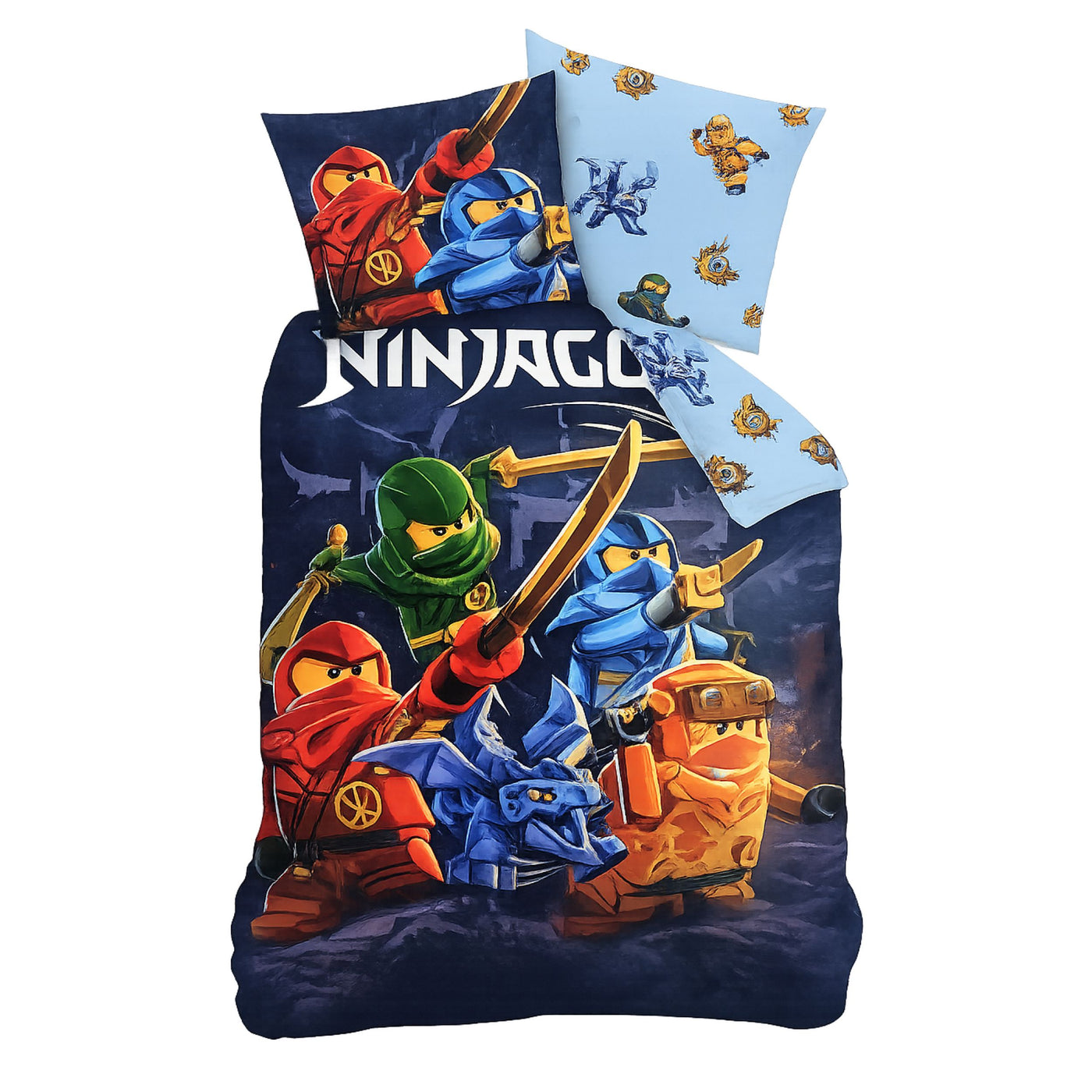 Lego Ninjago Bettwäsche 2-teilig 135x200 80x80 cm aus 100% Baumwolle mit Reißverschluss