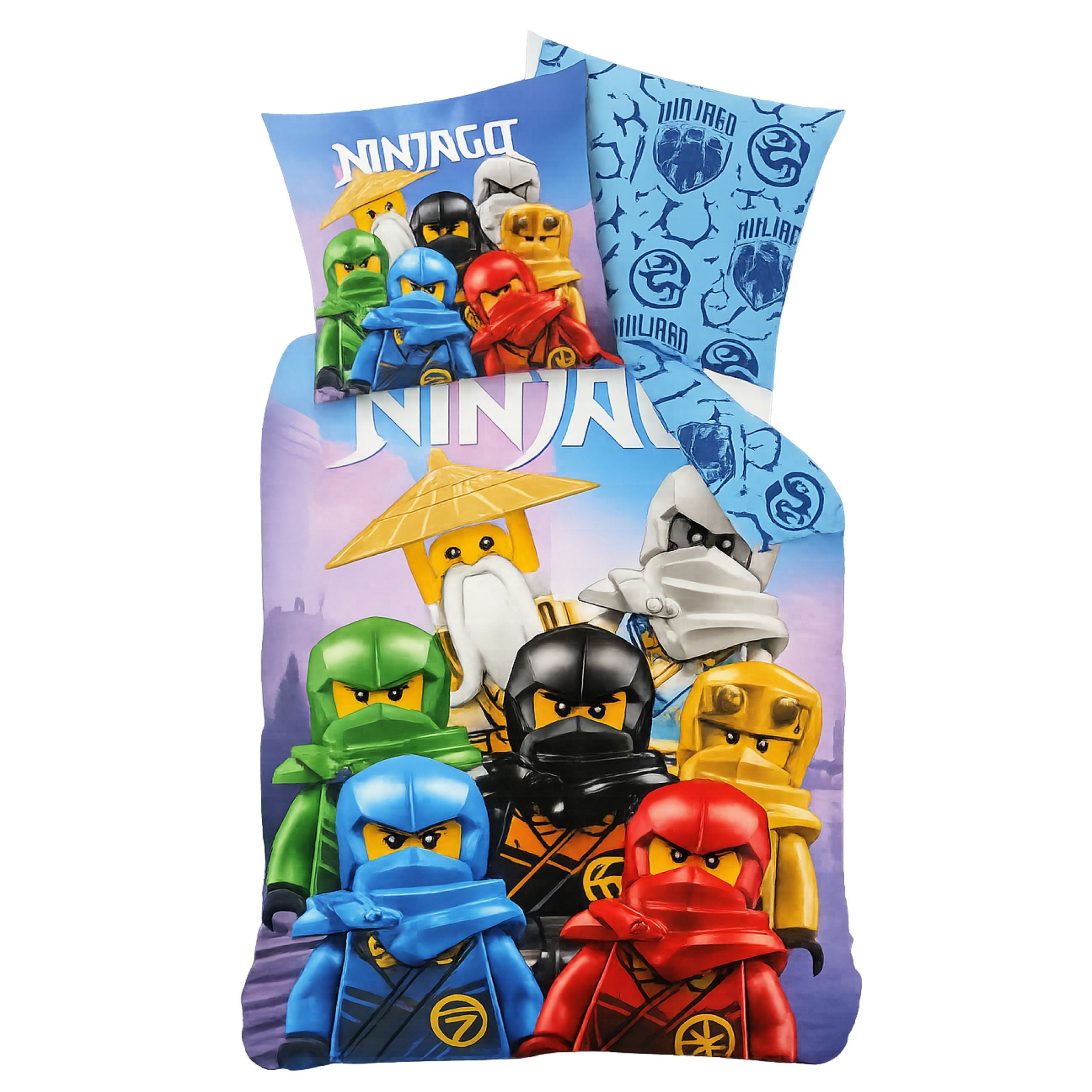 Lego Ninjago Bettwäsche 2-teilig 135x200 80x80 cm aus 100% Baumwolle mit Reißverschluss