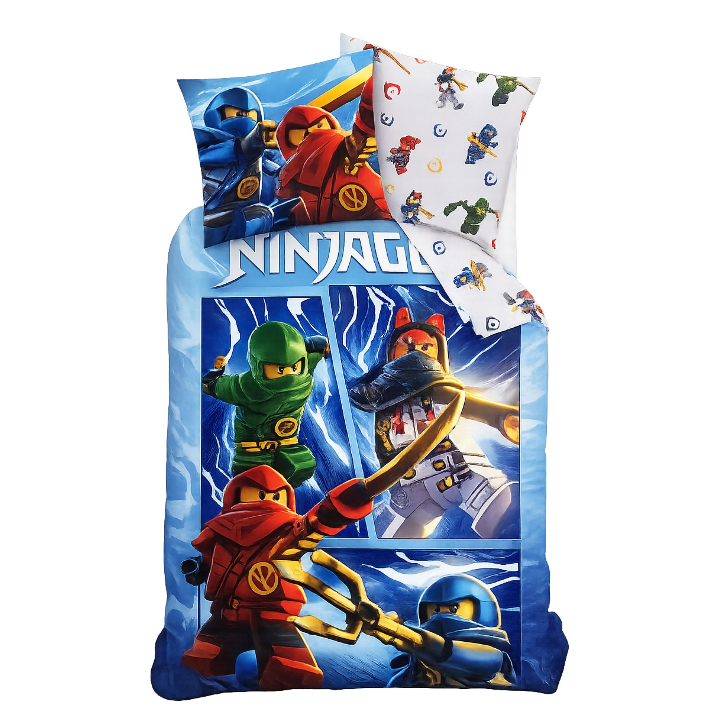 Lego Ninjago Bettwäsche 2-teilig 135x200 80x80 cm aus 100% Baumwolle mit Reißverschluss
