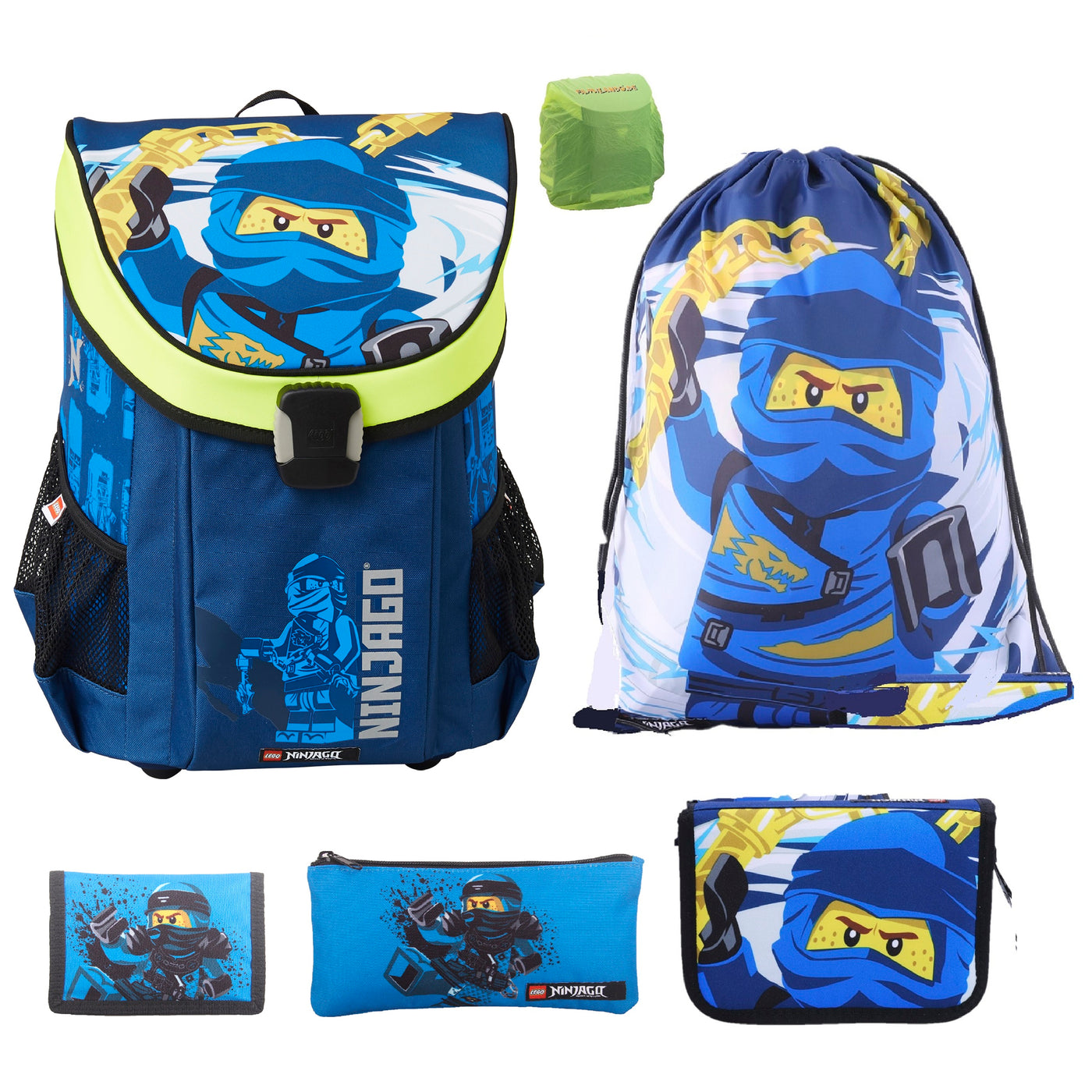 Lego Easy Jay Ninjago Schulranzen Set 6 teilig mit Federmappe Schlamper Geldbeutel