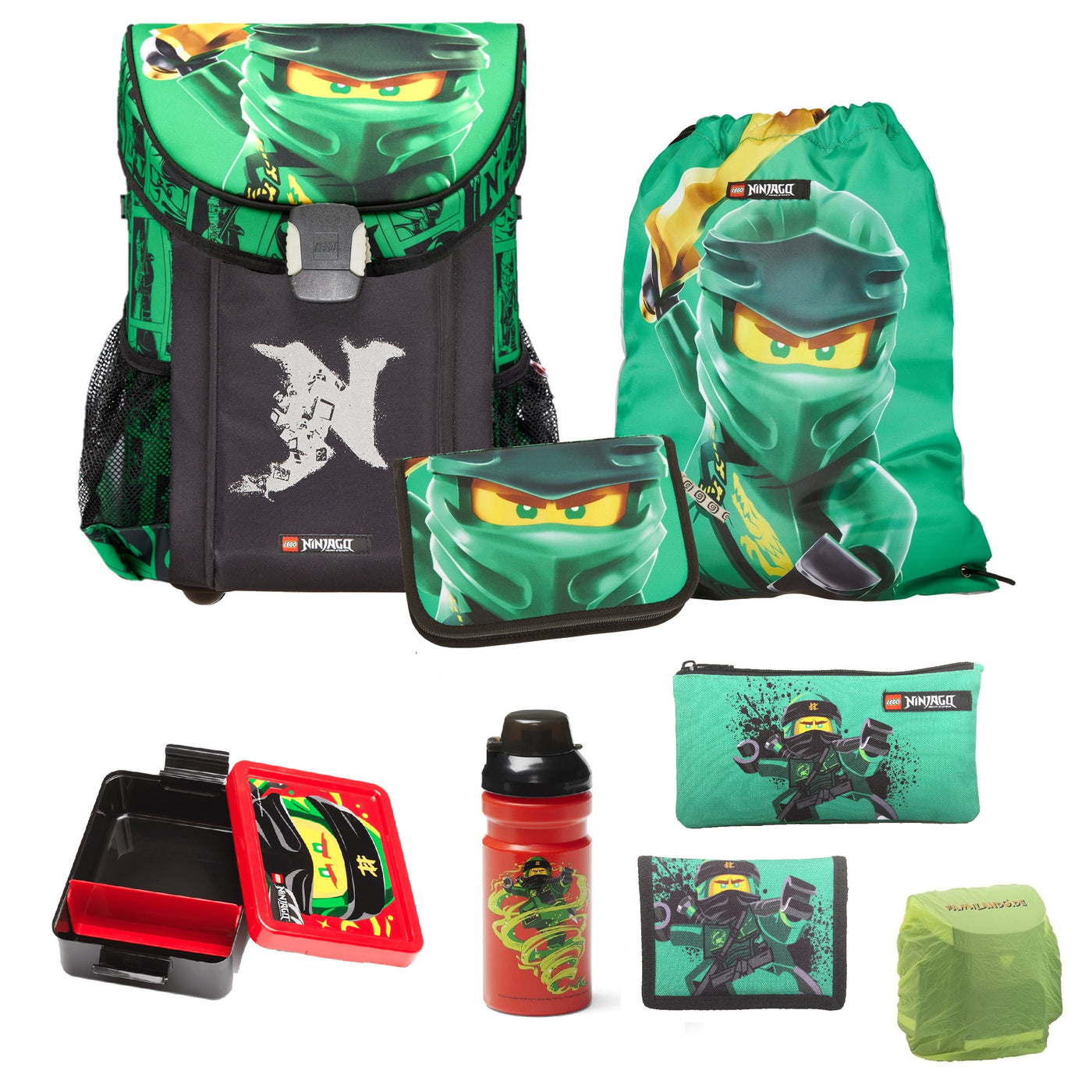 Lego Ninjago Schulranzen Set Easy Golden Power, Lloyd grün - Ninja Schultasche ab 1. Klasse