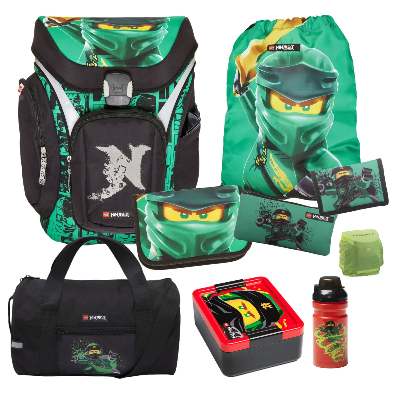 Lego Ninjago Schulranzen für Jungen und Mädchen im Set 9tlg mit Sporttasche